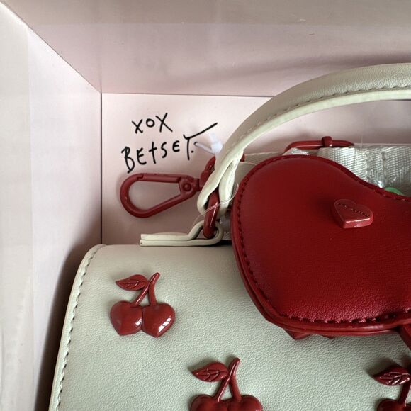 NWT BOXED BETSEY JOHNSON XOMYLO CROSSBODY BAG SATCHEL W CHERRY CHARM - Picture 5 of 8